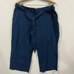 Liz Claiborne Women's Indigo Linen Blend Crop Pants Size Large